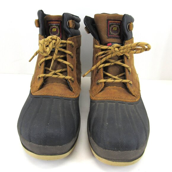 Skechers Authentic Waterproof 3M Thinsulate Duck Boot Men's Brown Black Size 8.5 - Picture 1 of 9